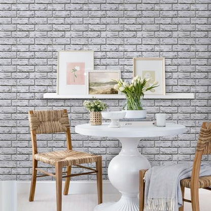 Commomy Faux Brick Wall Panels Peel and Stick Thin PVC 10 Pcs 11.8" x 11.8" - color: Brick-UH