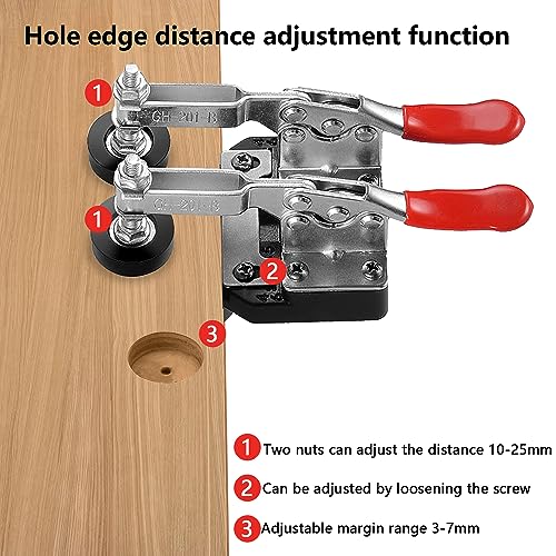 Concealed Positioning Hinge Hole Punch, 35mm Door Hinge Jig With 2 Retaining Clips, High Precision Aluminum Alloy DIY Cabinet Hardware, Adjustable Quick Punch