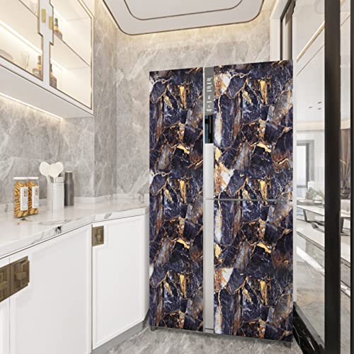 24"x 200" Black Marble Peel and Stick Contact Paper, Black and Gold Granite Wallpaper, Waterproof Self-Adhesive Vinyl Decorative Coveing for Countertops Cabinets Shower Kitchen Furniture - size: 24" x 200"