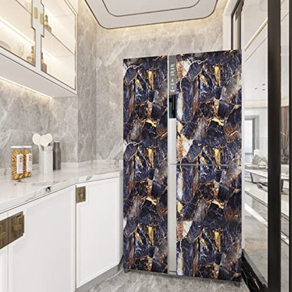 24"x 200" Black Marble Peel and Stick Contact Paper, Black and Gold Granite Wallpaper, Waterproof Self-Adhesive Vinyl Decorative Coveing for Countertops Cabinets Shower Kitchen Furniture - size: 24" x 200"