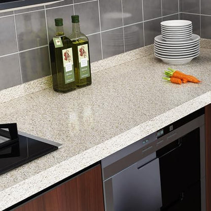 Livelynine 24 X197inch Brown Granite Peel and Stick Countertops Waterproof Contact Paper for Bathroom Counter Top Covers Kitchen Wallpaper Self Adhesive Renter Friendly Countertop Vinyl Wrap Laminate - size: 24" x 197"