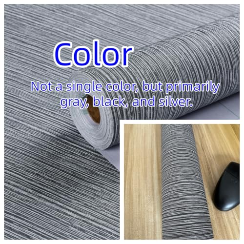 Haimin Grasscloth Wallpaper Textured 24in X 393in Fabric Contact Paper Gray Wall Paper Textured Linen Wallpaper Peel and Stick Self-Adhesive Thick Vinyl Embossed Film Wallpaper (Gray) - color: Gray and Black