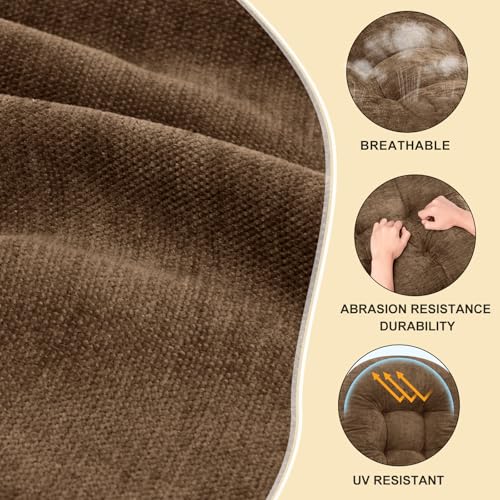 Rocking Chair Cushion - Chenille Fabric, High-Density Sponge, Durable Comfort Non-Slip Bottom Tufted Seat Pads with Ties, Chenille︱Brown, 44x19x4 inch - color: Brown