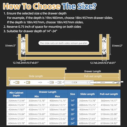 [165 LB Capacity] 1 Pair 22 Inch Heavy Duty Drawer Slides with Lock - size: 22 Inch, style: With Lock