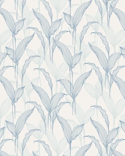 Heroad Boho Wallpaper Peel and Stick Blue Wallpaper Modern Removable Contact Paper for Bedroom Cabinets Self-Adhesive Decoration Renter Friendly Thicken Vinyl Thicken 17.3" x 78.7" - color: White and Blue, size: 17.3" x 78.7"