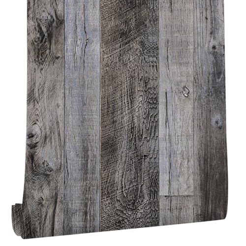 Yun-aeon Natural Wood-Gray Contact Paper Peel and Stick Wallpaper - color: Natural Wood-Gray, size: 34.6" x 480"