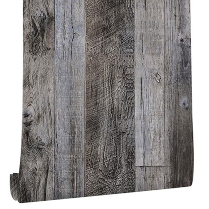 Yun-aeon Natural Wood-Gray Contact Paper Peel and Stick Wallpaper - color: Natural Wood-Gray, size: 34.6" x 480"