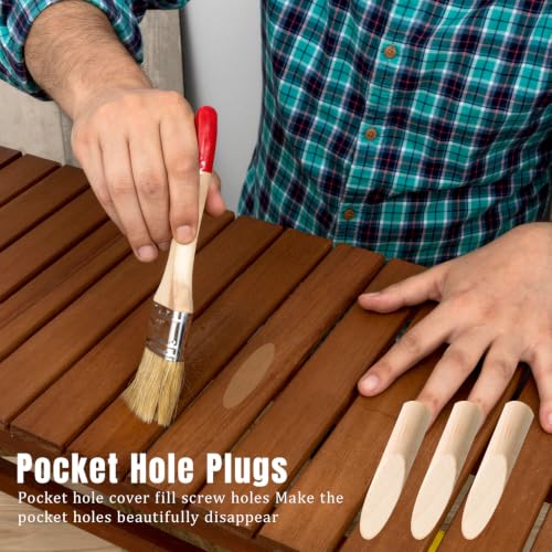 Myspace 300 Pcs Solid Wood Pocket Hole Plugs, 3/8 Inch Pine Wood Plugs