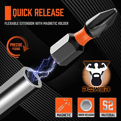 HORUSDY 2-Piece 1/4" Bit Driver Magnetic Screwdriver Bit Holder, 190mm and 90mm Long, Screwdriver Handle for Magnet Tip - style: 2-Piece 1/4" Bit Driver Magnetic Screwdriver Bit Holder