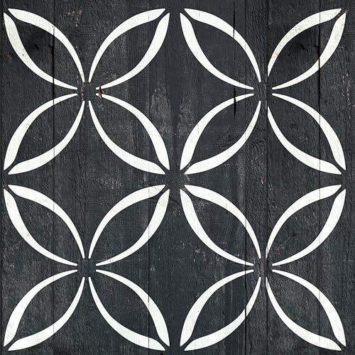 2 Pcs 12" x 12" Tile Stencil Painting Stencil for Walls and Floors - Reusable - Stencils for Painting - Stencil for Home Decor (Lotus Quatrefoil) - style: Lotus Quatrefoil