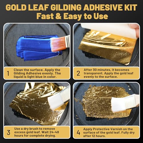 Gilding Adhesive Set, Wadities 5.3oz/150ml Water Based Adhesive and Varnish
