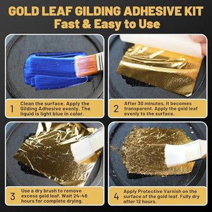 Gilding Adhesive Set, Wadities 5.3oz/150ml Water Based Adhesive and Varnish