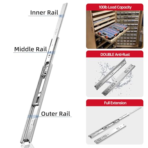 Soft Close Drawer Slides 12'', 5 Pairs, Side Mount for Kitchen, Bathroom and Office, Heavy Duty 100LB Ball Bearing, Full Extension Cabinet Drawer Slides (12 inch, 5 Pairs) - size: 12 Inch, style: 5 Pairs