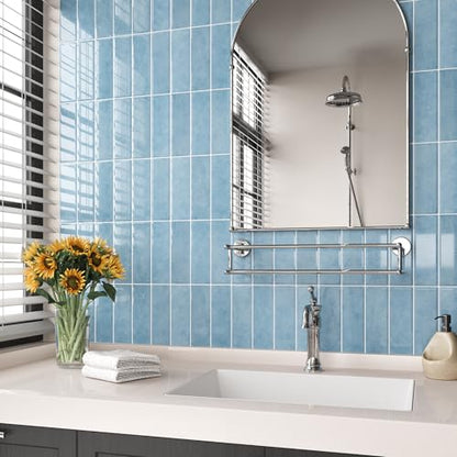 VEELIKE Coastal Blue Peel and Stick Backsplash for Kitchen Waterproof Peel and Stick Tile Backsplash 6 Sheets 12''x12'' Renter Friendly Self Adhesive Back Splash Tile Stickers for Kitchen Bathroom