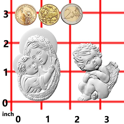 Art Molds for Polyclay Air Dry Clay Plaster, Carved Holy Family Mother and Cherub - color: Cherub