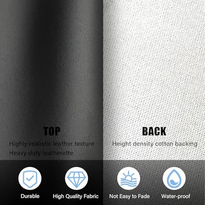 Faux Leather Fabric,54"x180" Thick Durable Synthetic Upholstery Leather Vinyl, Soft Smooth Waterproof, Durable,Replacement Renovate for Wallets, DIY Projects, Furniture, Car Seats 5 Yards-Black - color: Black, size: 5 Yards (54" x 180")