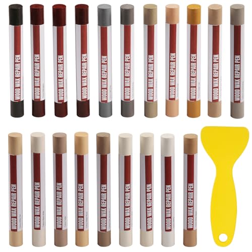 Wood Filler Sticks, 20 Colors Wood Repair Wax Crayons with Scraper, Wood Touch Up Markers for Repairing Scratches, Cracks, Holes in Cabinets, Floors, Tables and Doors[Common Series] - color: Common Series