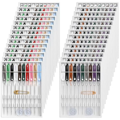 MTLEE 14 Boxes 140 Pieces Quick Fix Sewing Kit, Easy Pre Threaded Needle - color: Classic Color