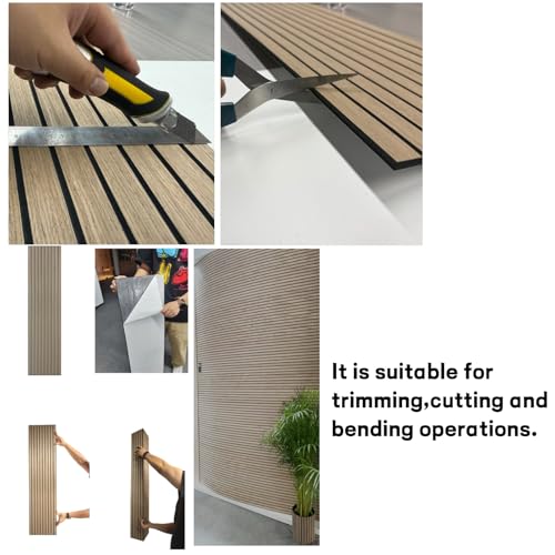 Modern Wood Slat Wall Panels, Peel and Stick Acoustic Panels, Self-Adhesive Wall Covering and Easy Installation, 47.24x11.82in. 8-Pack Natural Wood Finish(Walnut) - color: Walnut
