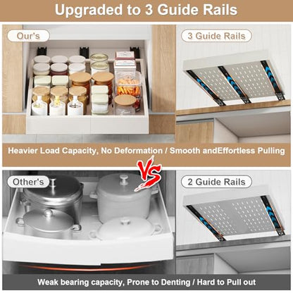 Fokyfok Pull out Cabinet Organizer,14"-21"W,17"-24"D,Expandable,Adhesive - color: White, size: (14"W-21"W)X(17"D-24"D)