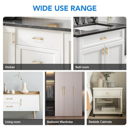 HOME EDIT Gold Pulls Cabinet Handles 3-1/2 Inch 10 Pack - color: Gold, size: 3-1/2 In Hole Center