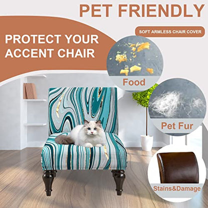 Eco-Ancheng Armless Chair Slipcover - Removable, Washable, Printed Accent Chair Covers for Living & Dining Room - color: A13