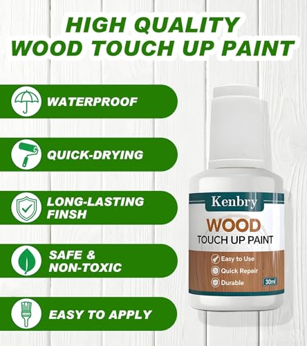 Kenbry Black Wood Touch up Paint 30ml, Fast Drying & Waterproof, Semi-Matte - color: Black