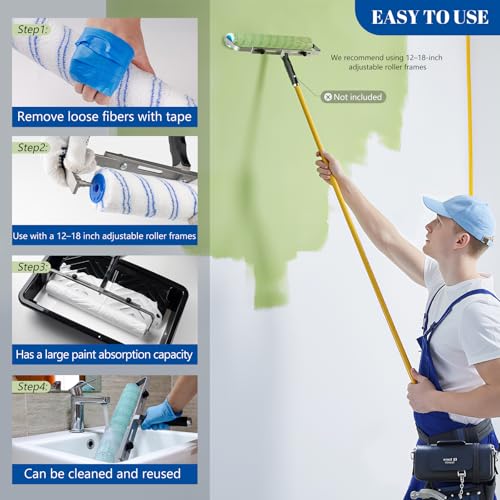 18 Inch Microfiber Paint Roller Covers, 3/8" Nap, 8 Pack - size: 18 Inch Paint Roller Kit, 8 Pack