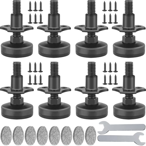 Anwenk 8Pack Leveling Feet Adjustable Furniture Levelers Table Leg Levelers for Sofa Tables Chairs Cabinets,Support 1320LBs, T-Nut Kit 3/8”-16 Thread, Large Base - color: Bk