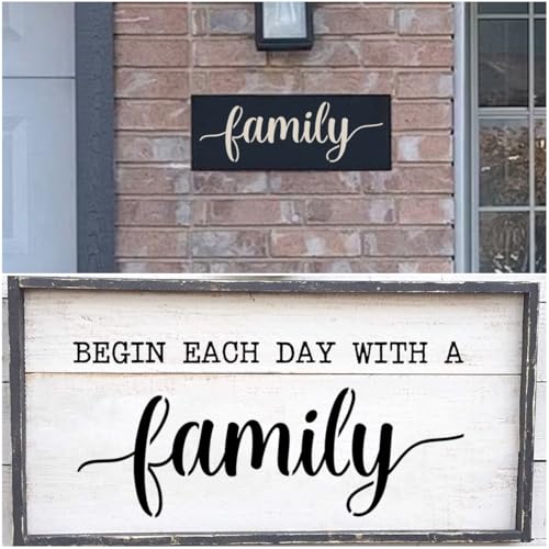 Large Family Stencils for Painting - 6 Pack Family Stencil Templates for Painting on Wood, Reusable Letter Stencils for Chalkboard Wood Crafts Signs & Home Front Door Mat Decorations - style: Family