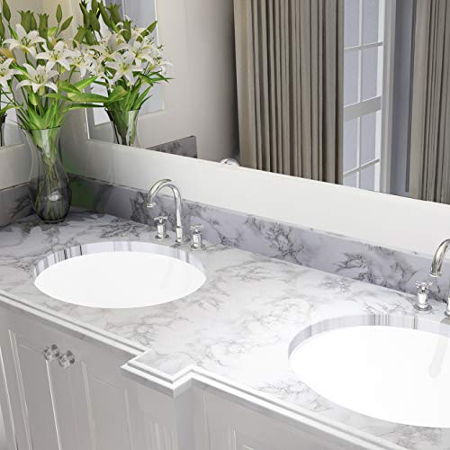 Art3d 15.8" x 120" (Pack of 1) Wall Panel Marble, Black/White - color: White, size: 15.8" x 120"