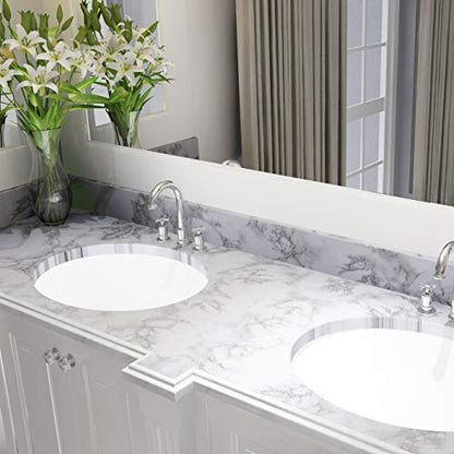 Art3d 15.8" x 120" (Pack of 1) Wall Panel Marble, Black/White - color: White, size: 15.8" x 120"