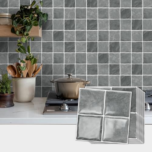 20Pcs Grey Peel and Stick Kitchen Backsplash Slab Tile Sticker 6"x6"﻿ - color: D-103