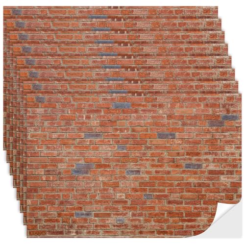 Flutesan 12 Pcs Miniature Dollhouse Wallpaper, Red Brick - style: Red Brick