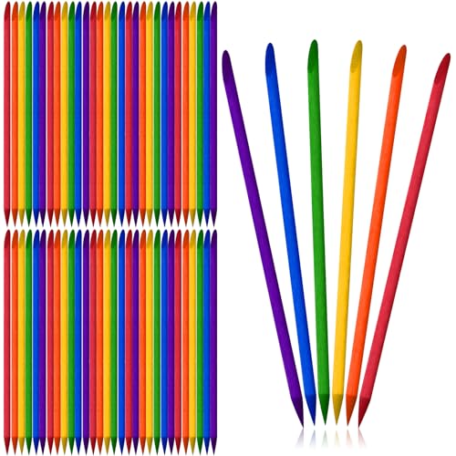 Honoson 150 Pcs Wooden Scratch Art Stylus 6 Colors Sticks Tools for DIY Art