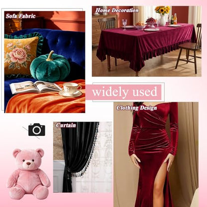 5 Yards Burgundy Velvet Fabric 63 Inch Wide - color: Burgundy, size: 5 Yards