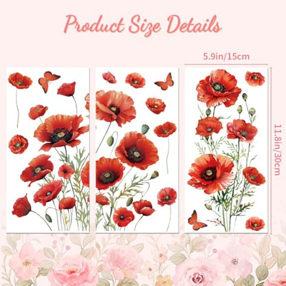 Peacoblue Papaver Rhoeas Rub On Transfers for Furniture Craft 6"x12" - style: Papaver Rhoeas
