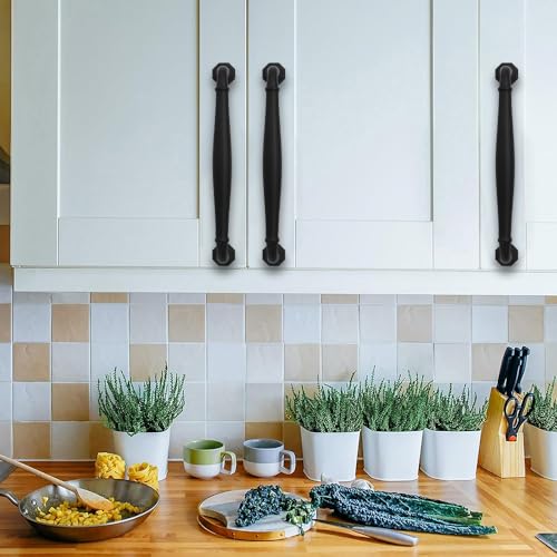10 Pack 3 Inch Hole Center Matte Black Heavy Duty Solid Cabinet pulls Ideal for Dressers, Bathroom, cabinets, and Kitchens cabinets. - color: Matte Black, size: 3 Inch Hole Center, style: 10 Pack