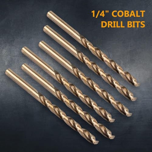 POWERTEC 1/4" & 3/8" Cobalt Drill Bits - 10 Pack - 4" & 5" Length - M35 HSS Jobber Length Twist Bits w/ 135° Tip for Drilling Wood, Metal, Stainless Steel, Nickel Alloy, Cast Iron & Plastic (QDB2101) - style: 10PK 1/4" & 3/8" Cobalt Drill Bits (M35 135°)