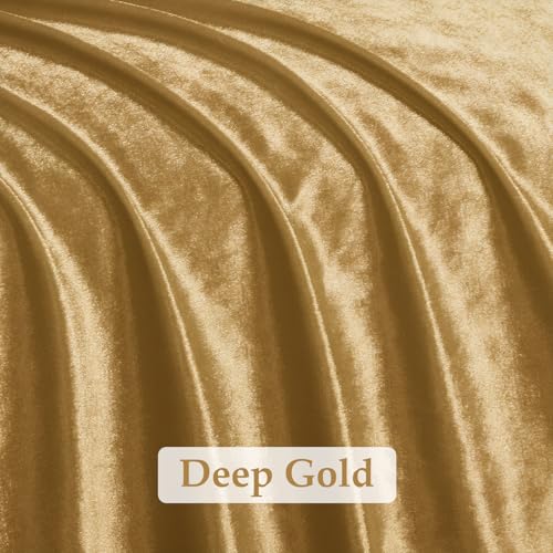 Deep Gold 2‑Way Stretch Velvet Fabric 1 Yards 60 Inch Wide - color: Deep Gold, size: 1 Yard