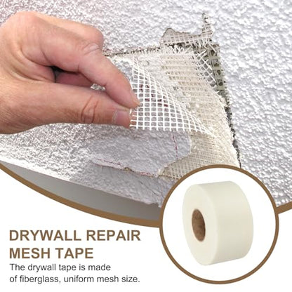 PATIKIL Drywall Repair Mesh Tape, 4 inch x 328 ft Fiberglass Repair Patch Self-Adhesive Dry Wall Joint Tape 12 Mesh Wall Hole Crack and Seam Patch, White - size: 4 inch x 328 Feet