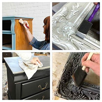 Shabby Chic Chalk Furniture Paint: Luxurious Metallic Paint, Craft Paint for Home Decor, DIY, Wood Cabinets - All-in-One Paints with Shiny Metallic Finish [Metallic Gun Metal] - (8.5 oz Covers 32 sf)