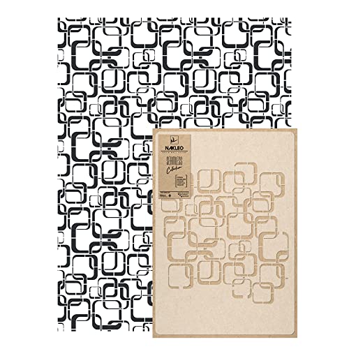 NAKLEO Wall Painting Stencil Large Size, 23,2”x37,4” Medina Moroccan Reusable Plastic Template, Geometric Pattern Wallpaper, DIY Home Decor Craft Wood Floor Furniture - color: Retro Squares