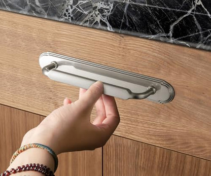 Goo-Ki 2 Pack Brushed Satin Nickel Bar Cabinet Pulls with Backplate, 5 Inch Hole Center Kitchen Drawer Handles with Spacer Zinc Alloy Solid Hardwar - color: Brushed Satin Nickel, size: 5" Hole Center