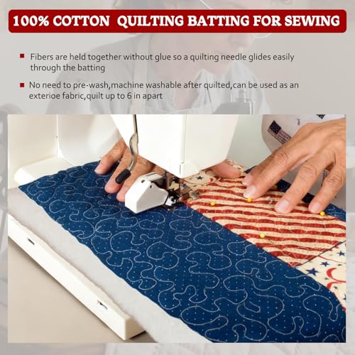 RRKTP Cotton Batting for Quilting，200 g/m² Lightweight Quilt Batting Twin Size，Natural All Season Comfort Cotton Stuffing, Sewing Handmade & DIY Crafts 72"×96" - size: 72×96