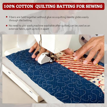 RRKTP Cotton Batting for Quilting，200 g/m² Lightweight Quilt Batting Queen Size，Natural All Season Comfort Cotton Stuffing, Sewing Handmade & DIY Crafts 90"×96" - size: 90×96