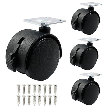 2 Inch Swivel Caster Wheels with Brake, Plate Caster, 4pcs - style: 2 Inch with Brake