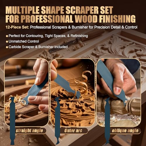 14 Pcs Cabinet Scraper Cards and Cabinet Scraper Burnisher