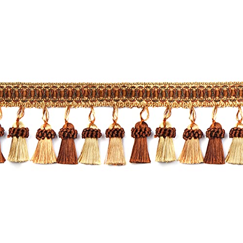 6.5 Yard Handmade Tassel Fringe Trim, 8Cm/3.15Inch Diameter Hand Knitting Tassel Fringing Trimmings for DIY, Decor,Curtain Tablecloth Home Decoration-Light Coffee - color: light coffee