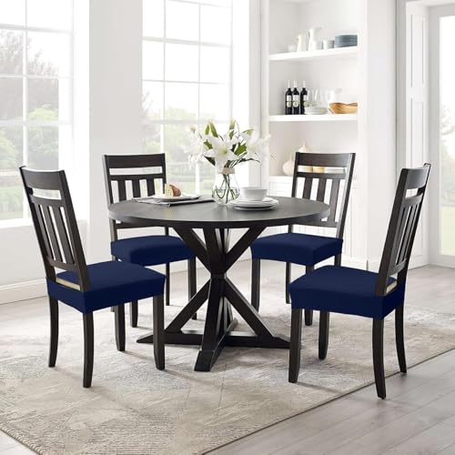 Smiry Stretch Jacquard Seat Covers for Dining Room Chairs Set of 2 - color: Federal Blue, size: Set of 2